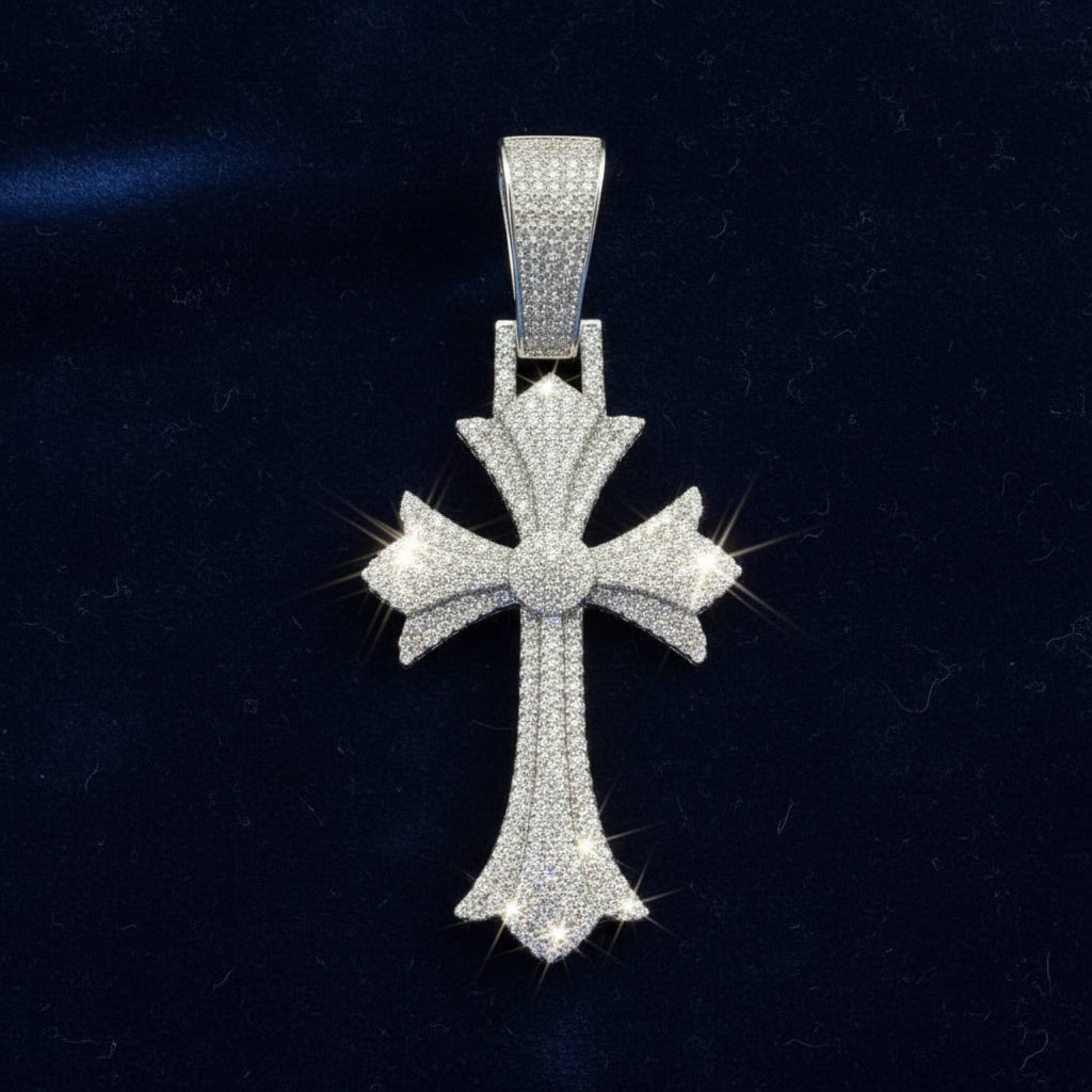 925 Silver Moissanite Cross Fine Pendant 5.78 CTW at Flawless Jewelry