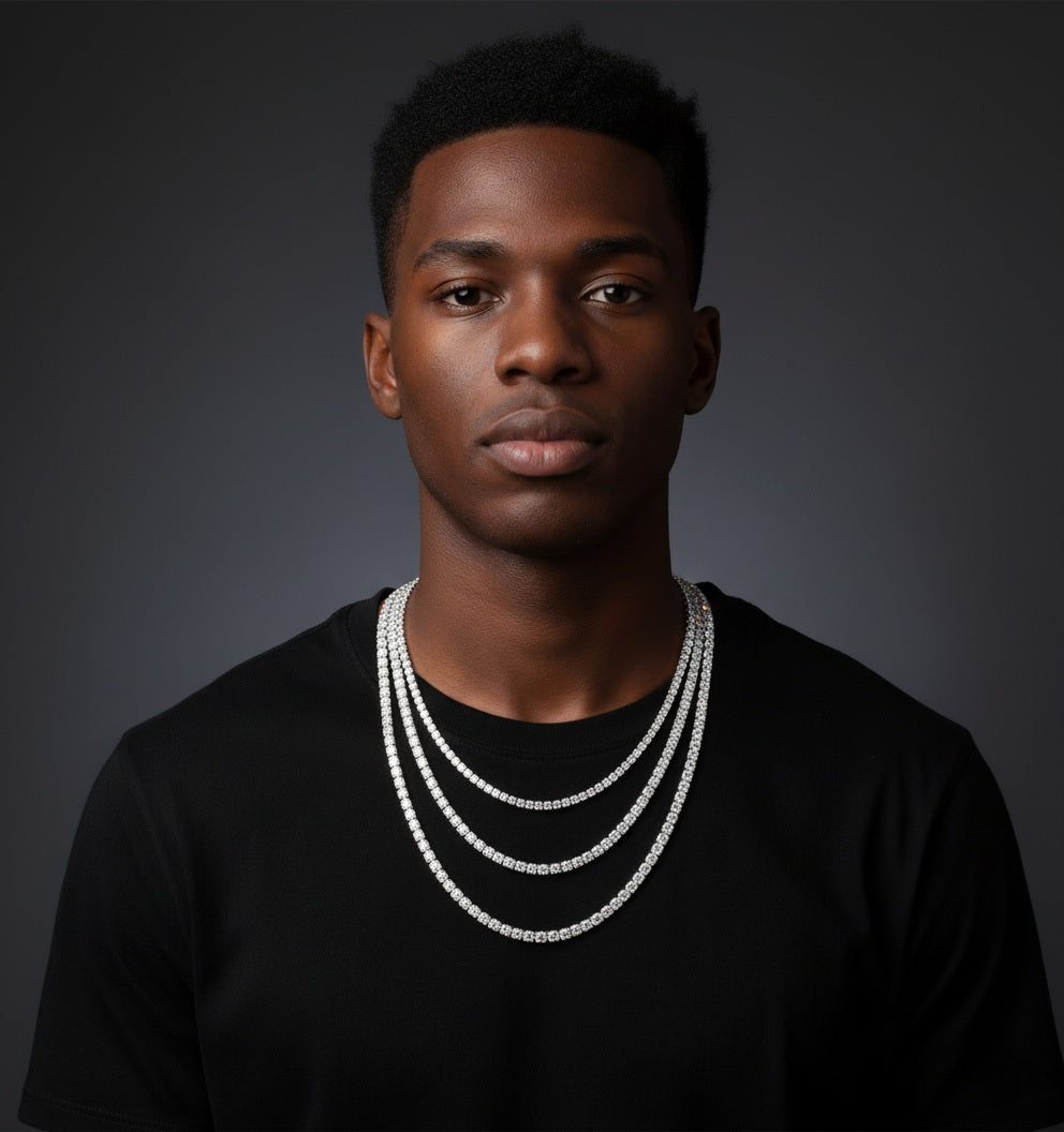 925 Silver Moissanite Tennis chain 2MM at Flawless Jewelry