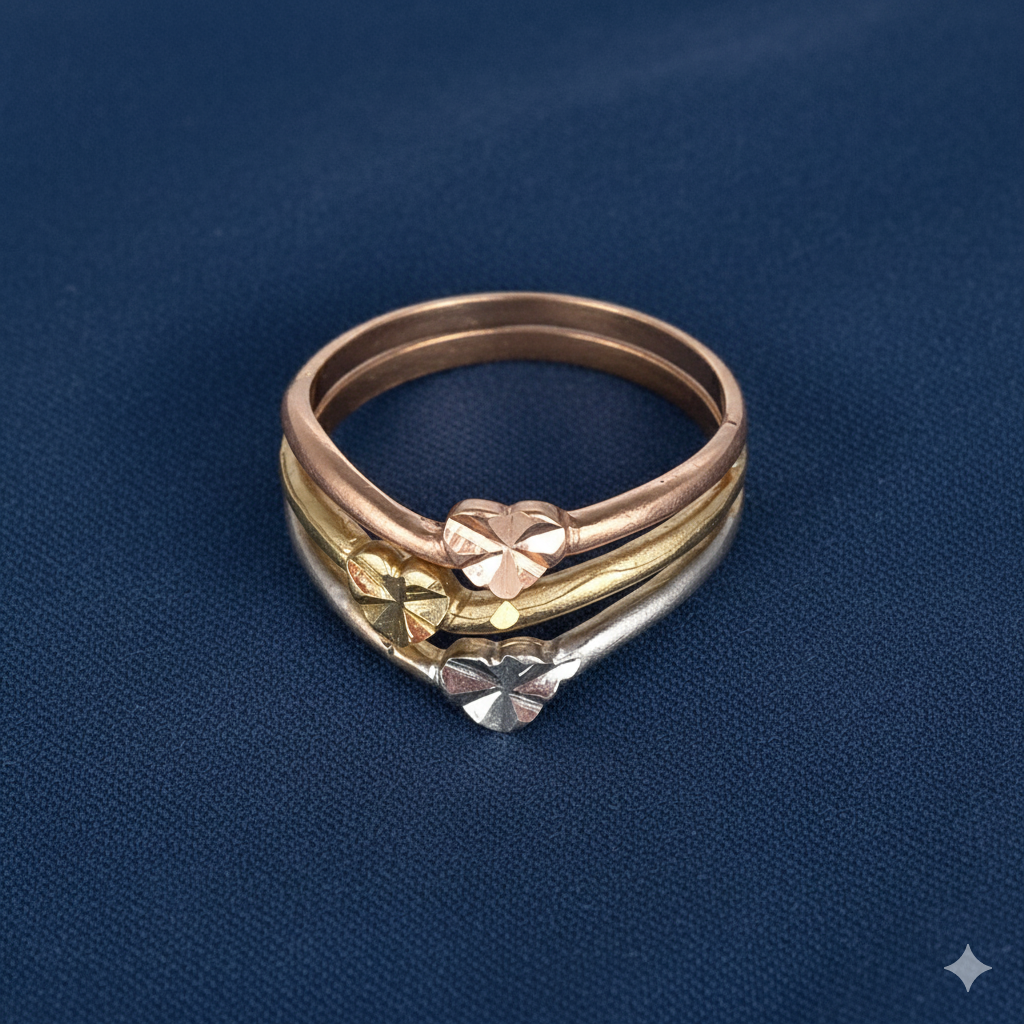 14K Gold 3 tone Heart Ring