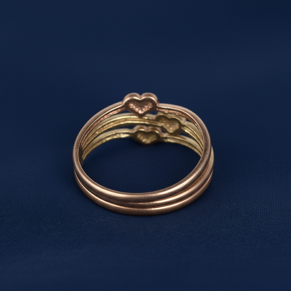 14K Gold 3 tone Heart Ring