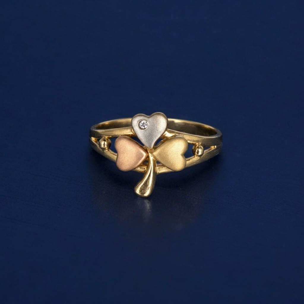 14K Gold Shamrock Leaf Ring