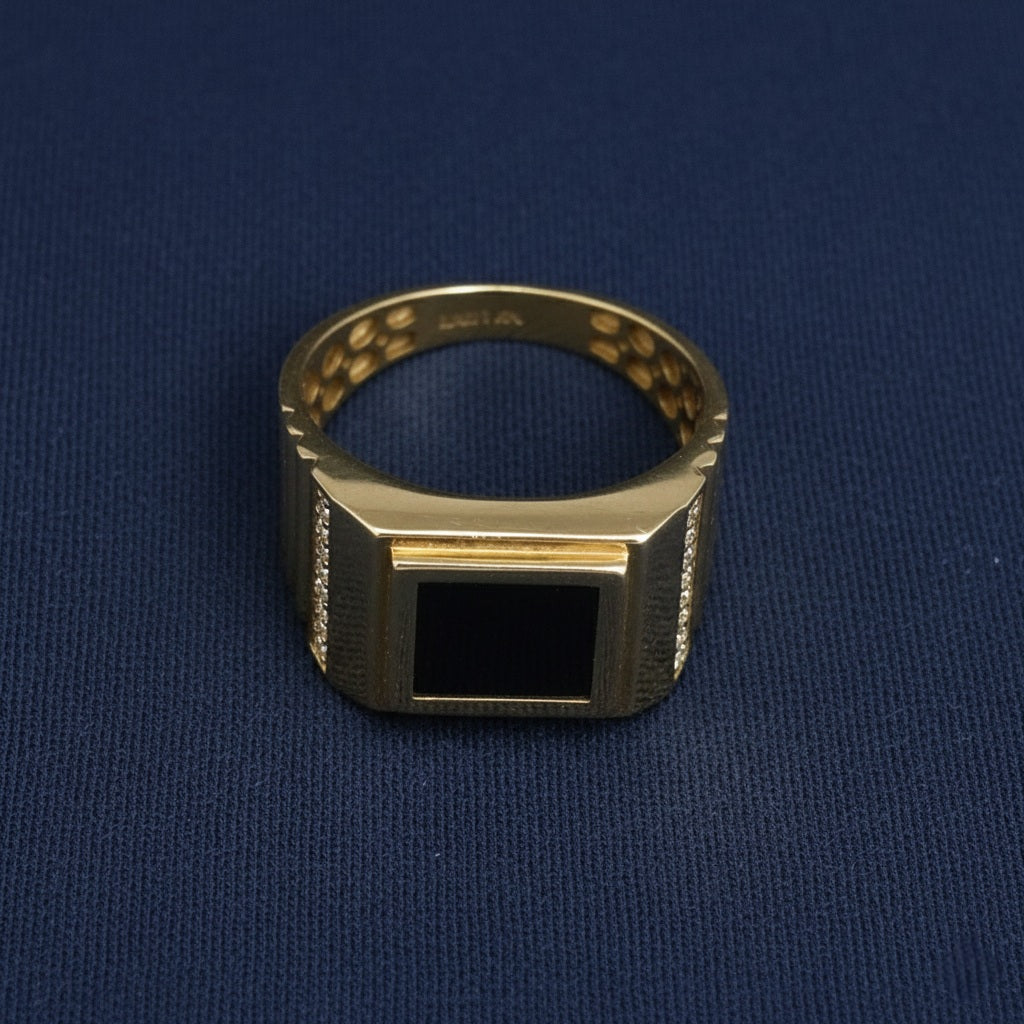 14k Gold Onyx Mens Ring