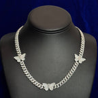 Silver Moissanite Butterfly Cuban Necklace at Flawless Jewelry