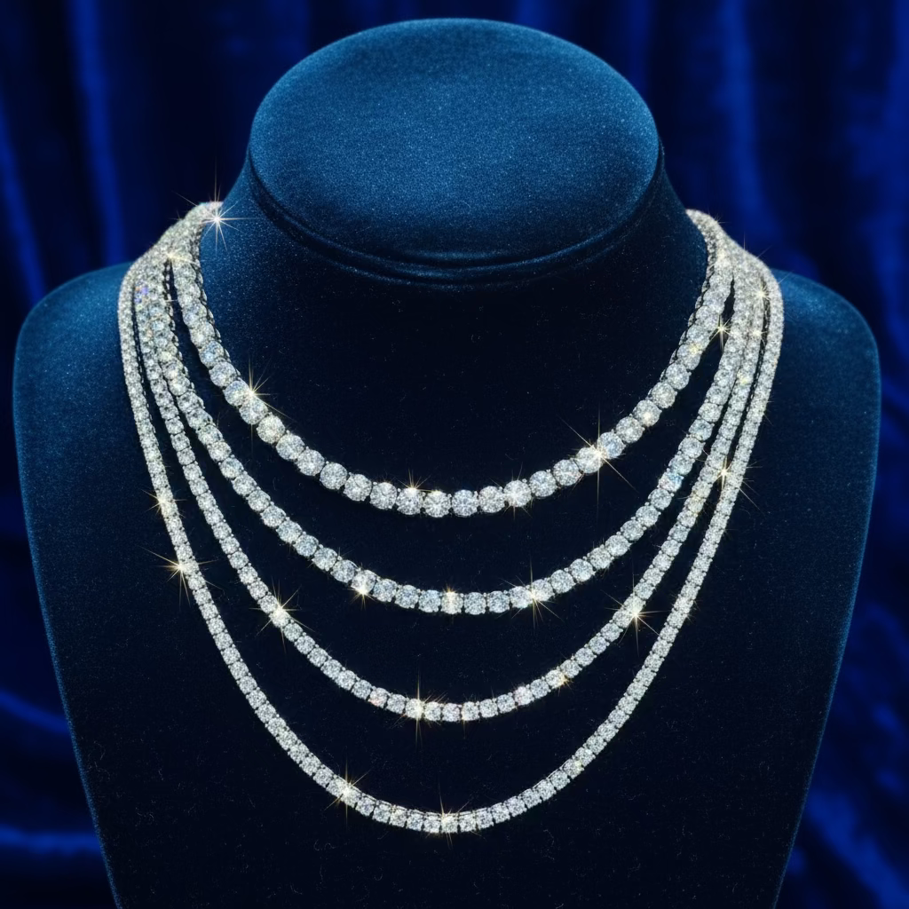 925 Silver Moissanite Tennis chain 5MM at Flawless Jewelry