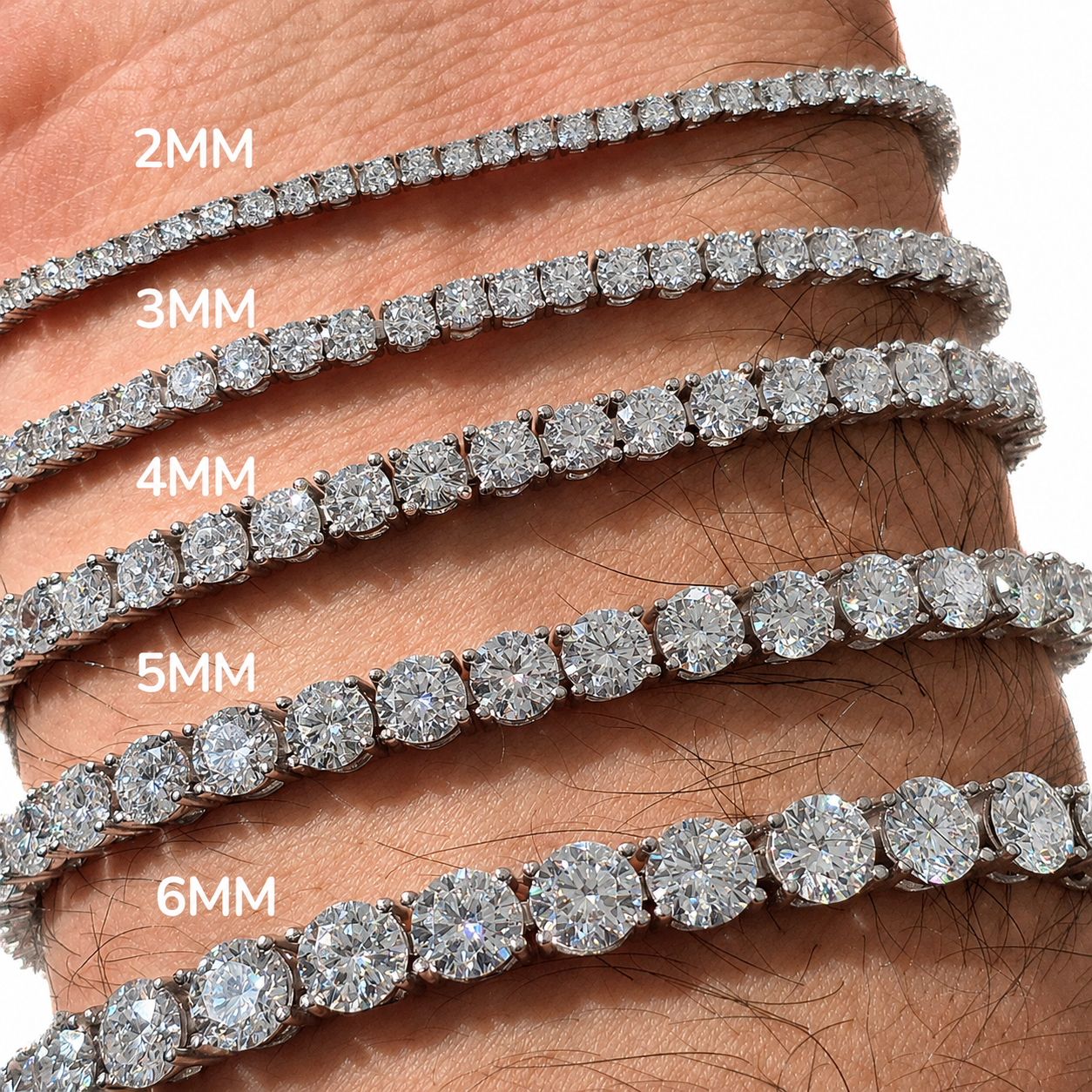 925 Sterling Silver Moissanite Tennis Bracelet 3mm - view 2 on white background