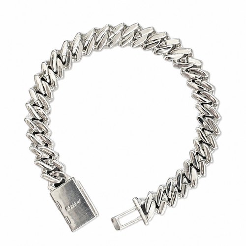 925 Silver Moissanite Cuban Prong Link Bracelet 10MM. - view 1 on white background