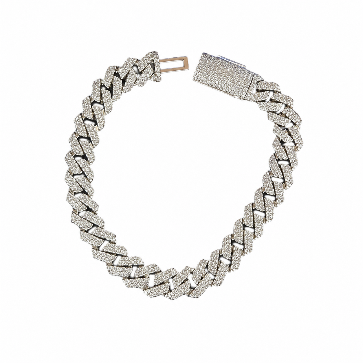 925 Silver Moissanite Prong Link Bracelet 8MM. - view 1 on white background