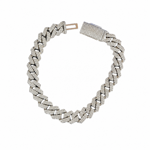 925 Silver Moissanite Prong Link Bracelet 8MM. - view 1 on white background