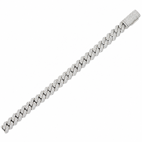 925 Silver Moissanite Prong Link Bracelet 8MM. - view 2 on white background