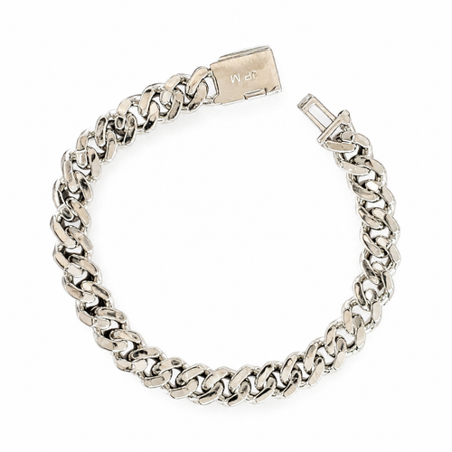 925 Silver Moissanite Cuban Link Bracelet 9MM - view 2 on white background