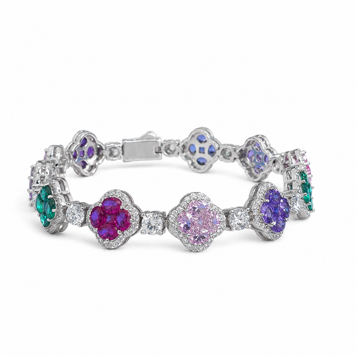 925 Silver Moissanite Colored Bracelet. - view 1 on white background
