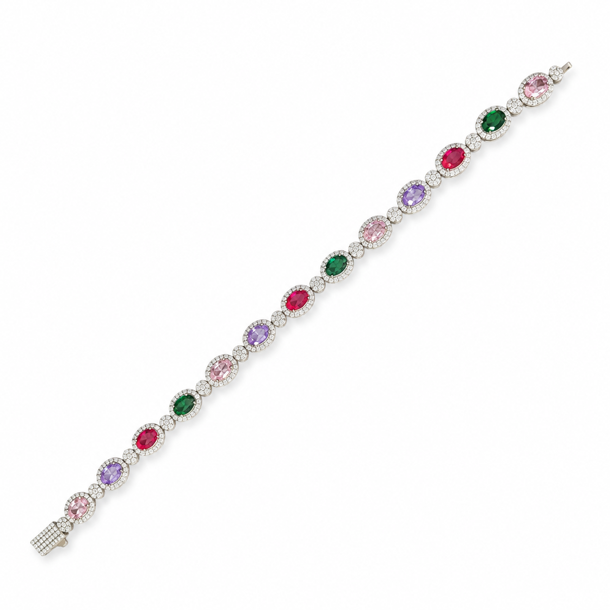 925 Silver Moissanite Colored Bracelet. - view 2 on white background