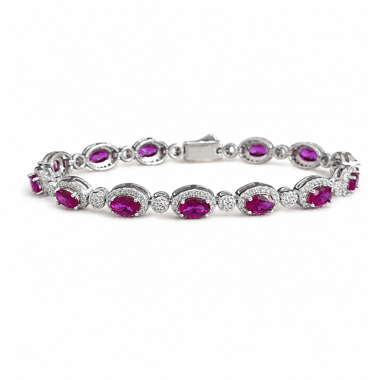 925 Silver Moissanite Colored Bracelet. - view 1 on white background
