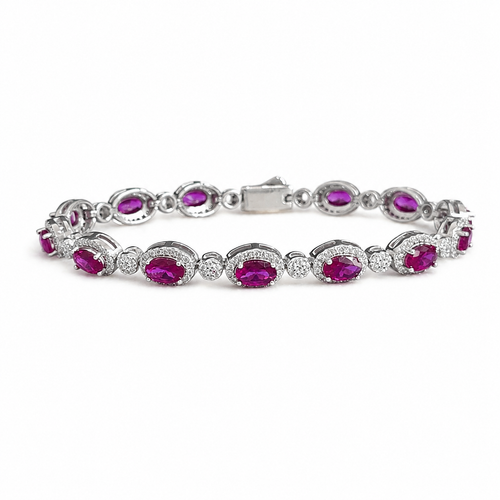 925 Silver Moissanite Colored Bracelet. - view 1 on white background