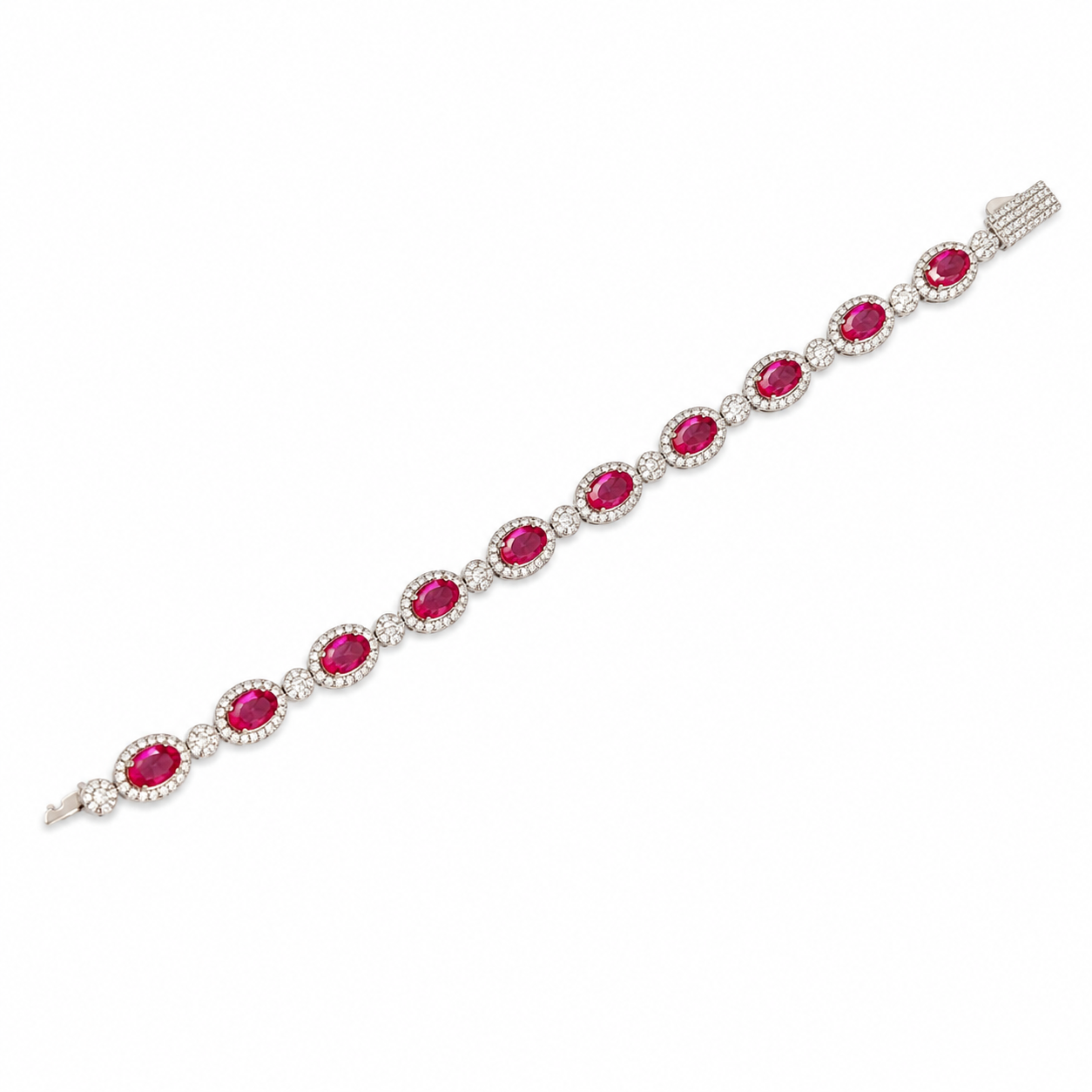 925 Silver Moissanite Colored Bracelet. - view 2 on white background