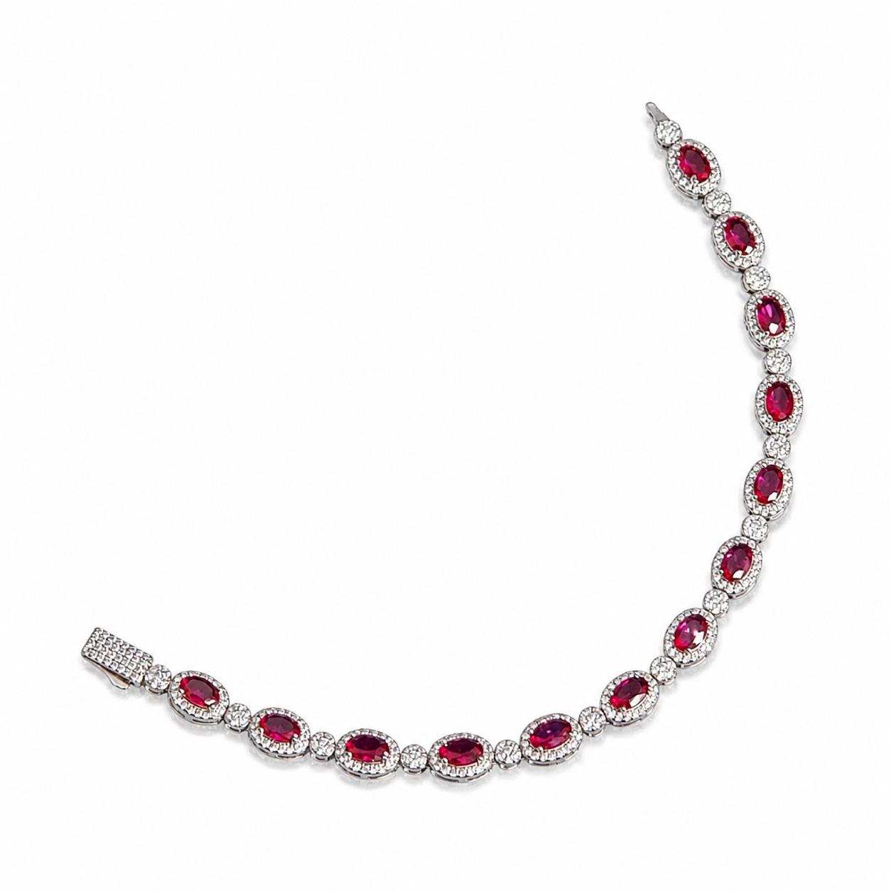 925 Silver Moissanite Colored Bracelet. - view 3 on white background