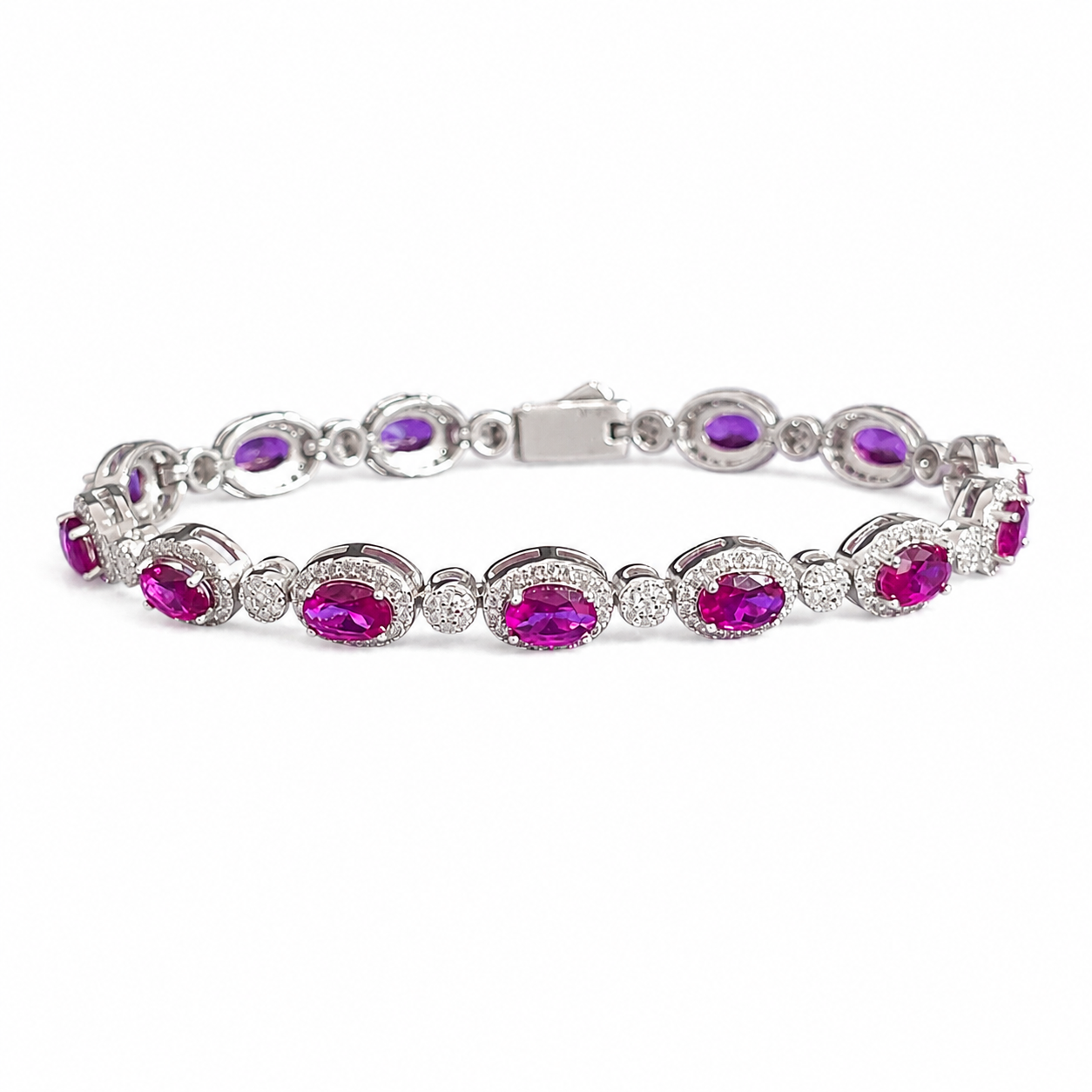 925 Silver Moissanite Colored Bracelet. - view 1 on white background