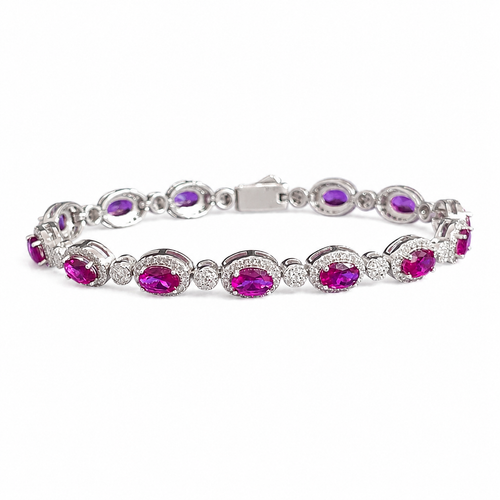 925 Silver Moissanite Colored Bracelet. - view 1 on white background