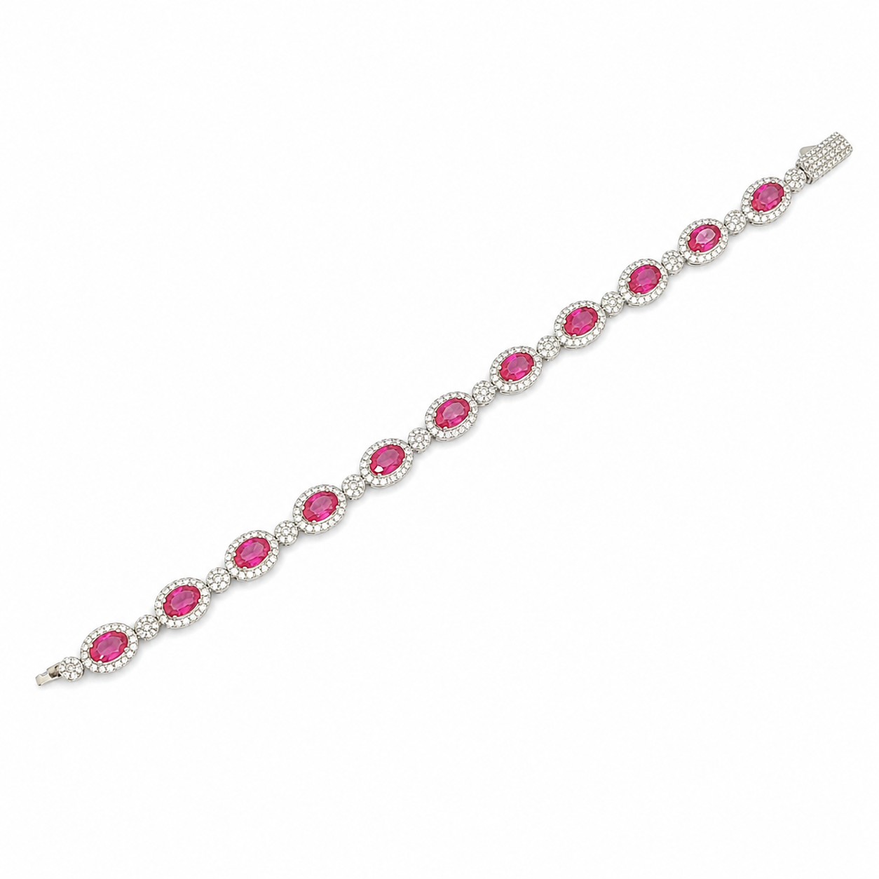 925 Silver Moissanite Colored Bracelet. - view 2 on white background