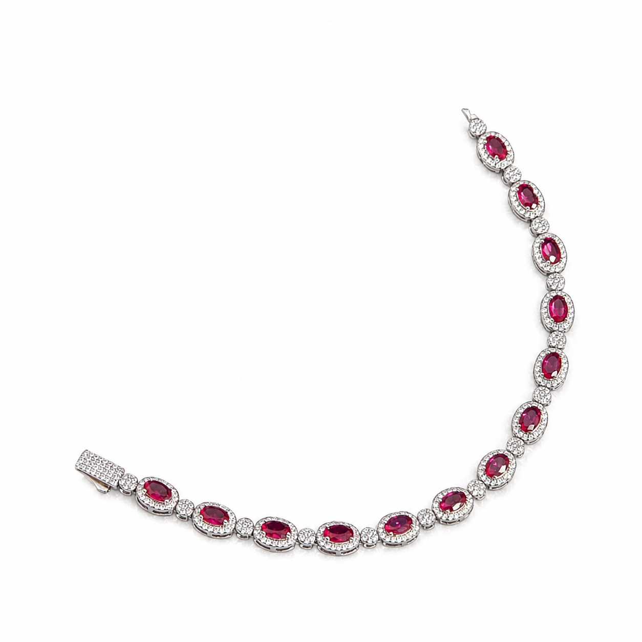 925 Silver Moissanite Colored Bracelet. - view 3 on white background
