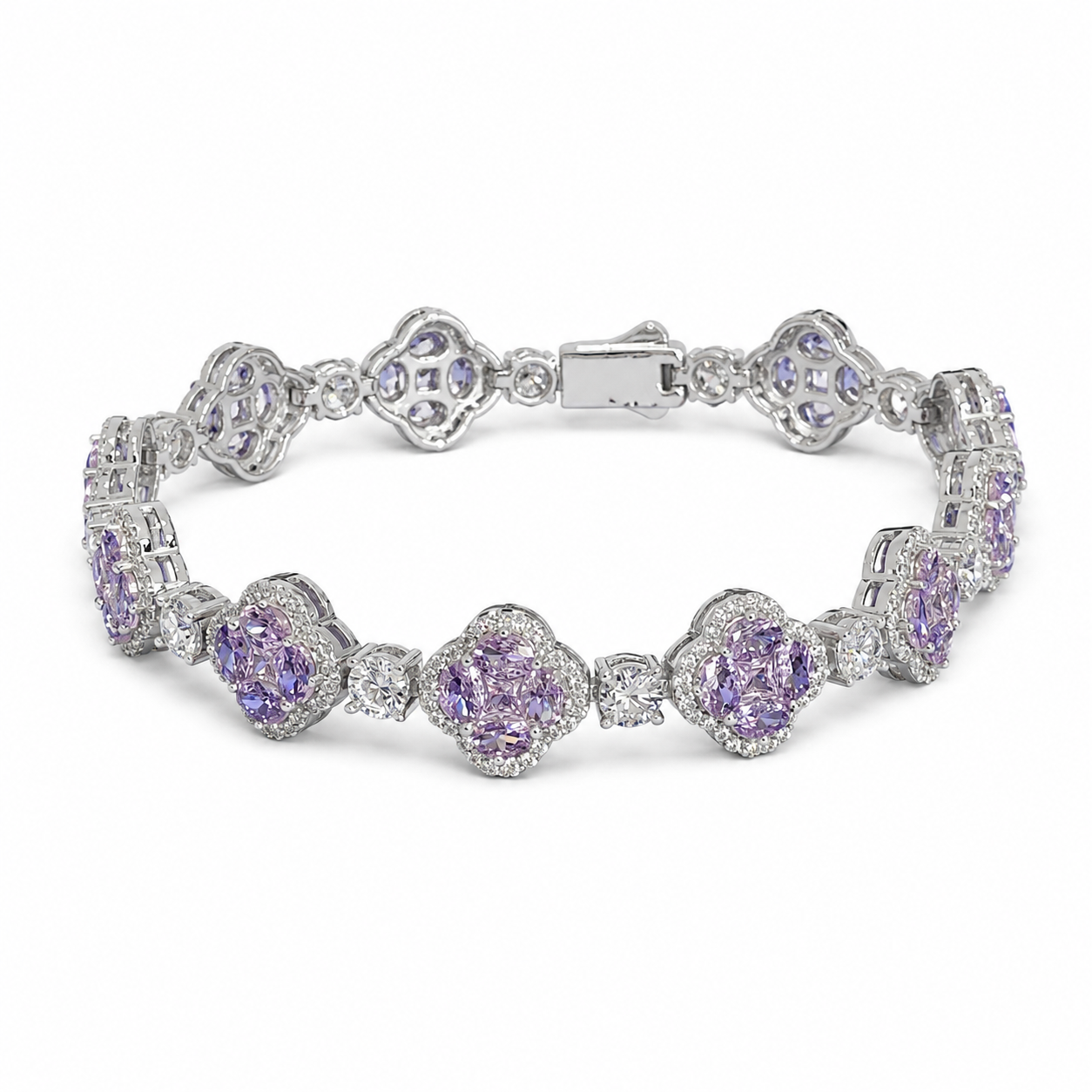 925 Silver Moissanite Colored Bracelet. - view 1 on white background