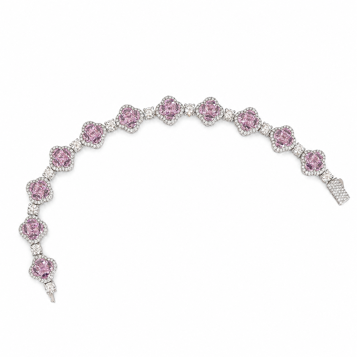 925 Silver Moissanite Colored Bracelet. - view 2 on white background