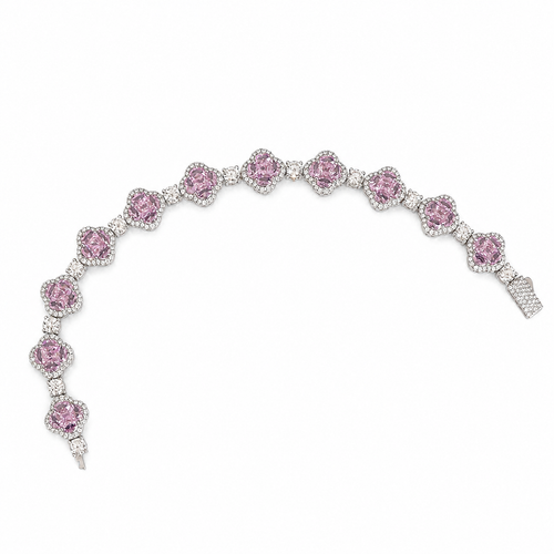 925 Silver Moissanite Colored Bracelet. - view 2 on white background