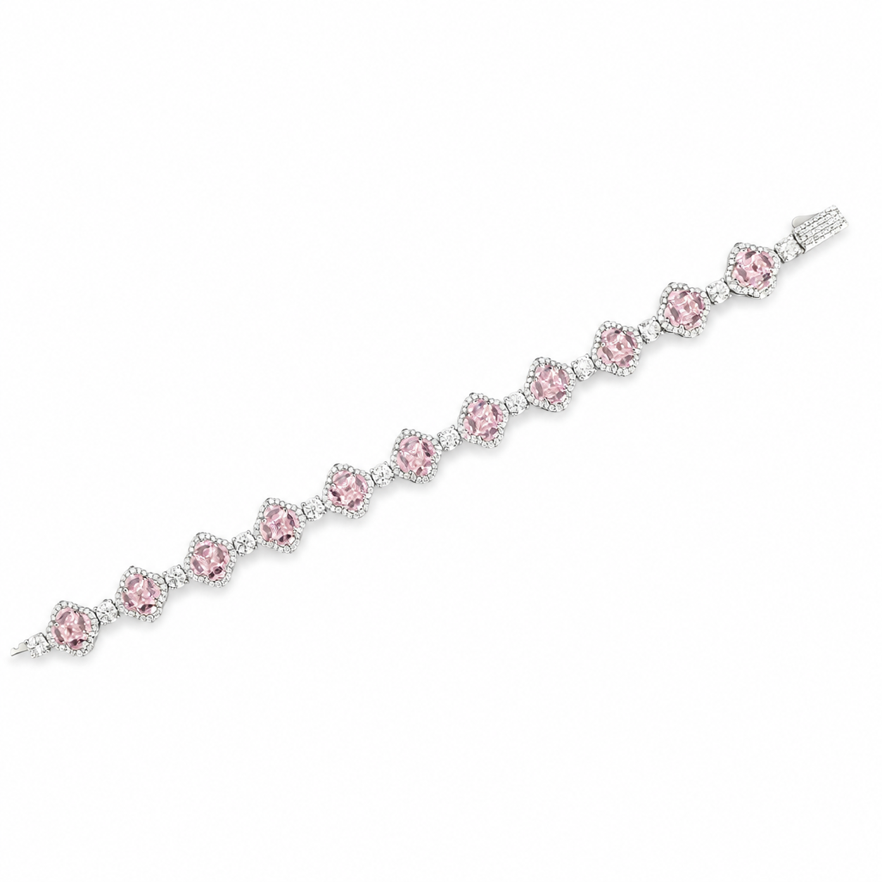 925 Silver Moissanite Colored Bracelet. - view 3 on white background