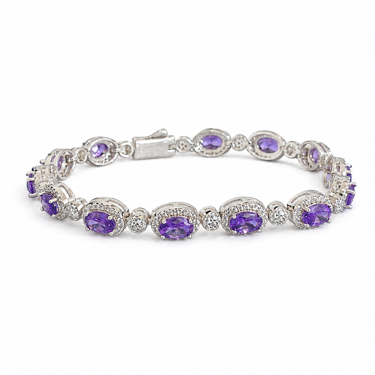 925 Silver Moissanite Colored Bracelet. - view 1 on white background