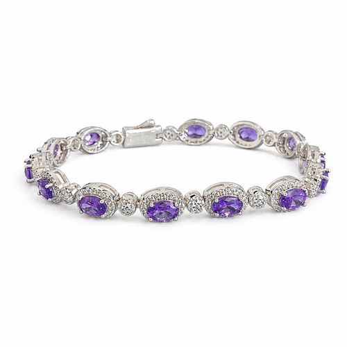 925 Silver Moissanite Colored Bracelet. - view 1 on white background