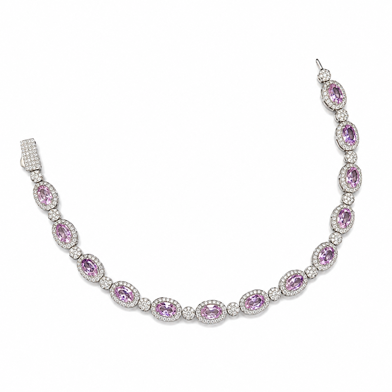 925 Silver Moissanite Colored Bracelet. - view 2 on white background