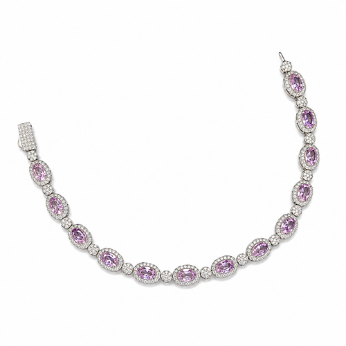 925 Silver Moissanite Colored Bracelet. - view 2 on white background
