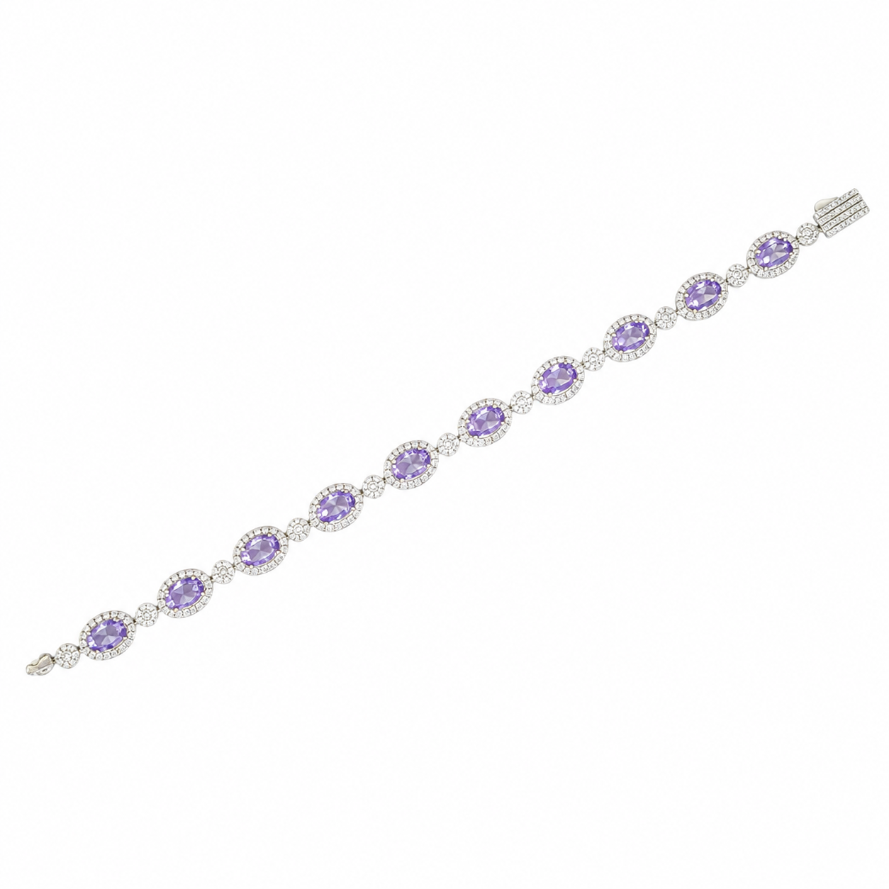 925 Silver Moissanite Colored Bracelet. - view 3 on white background