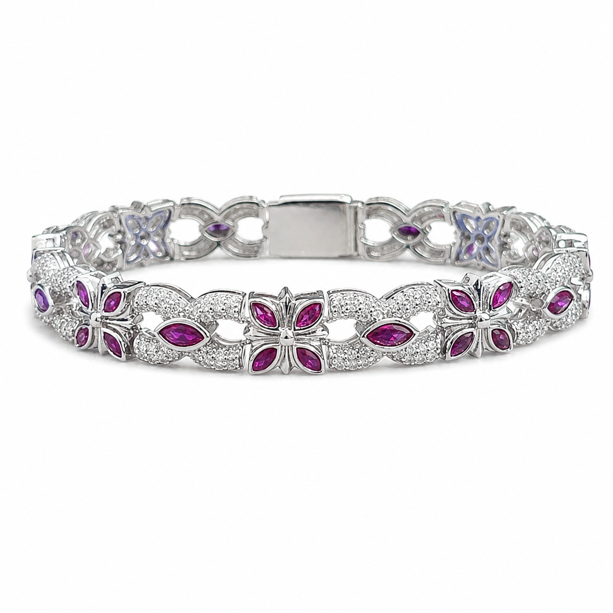 925 Silver Moissanite Colored Bracelet. - view 1 on white background