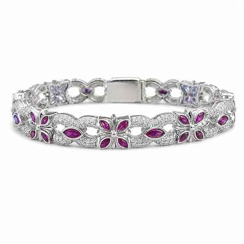925 Silver Moissanite Colored Bracelet. - view 1 on white background
