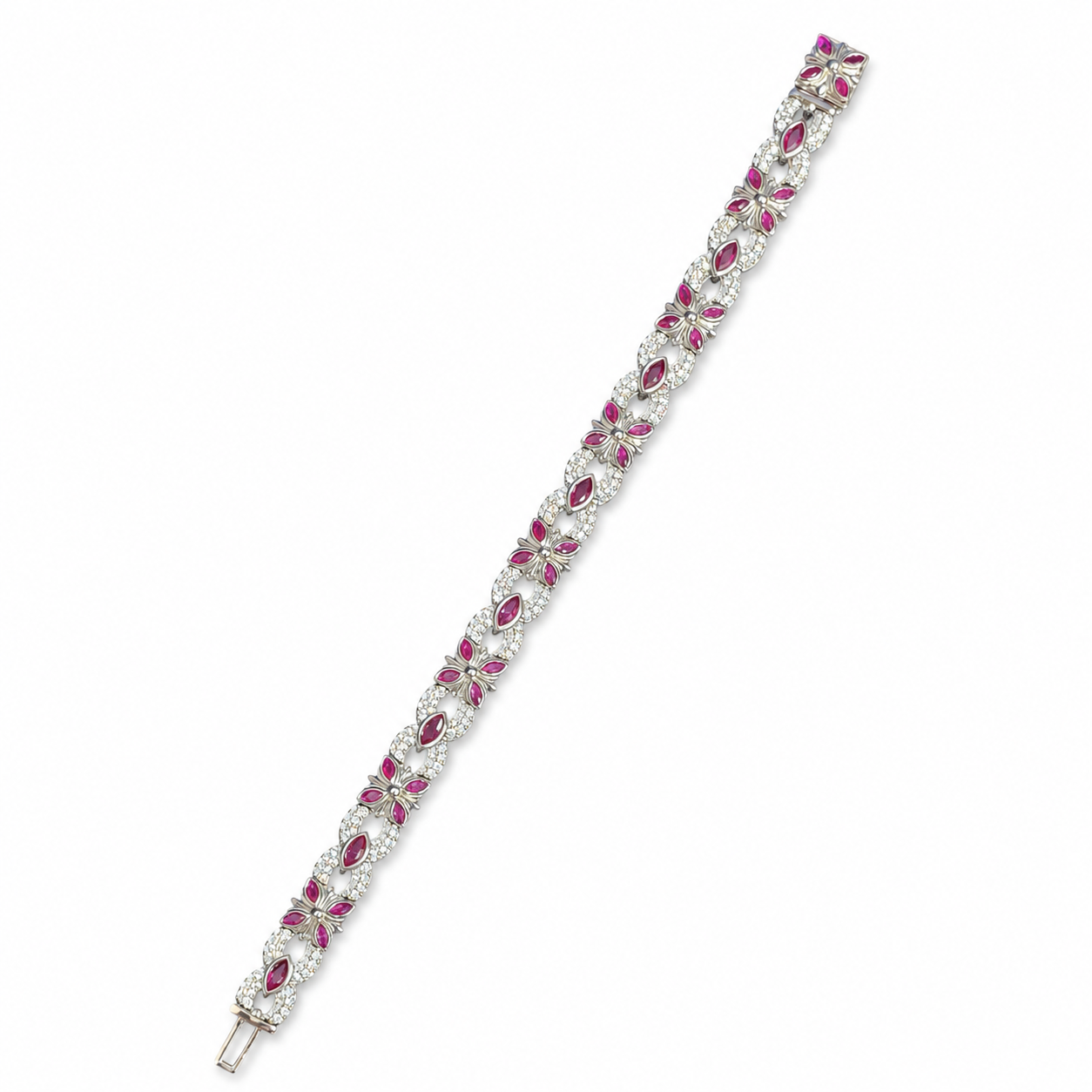 925 Silver Moissanite Colored Bracelet. - view 2 on white background