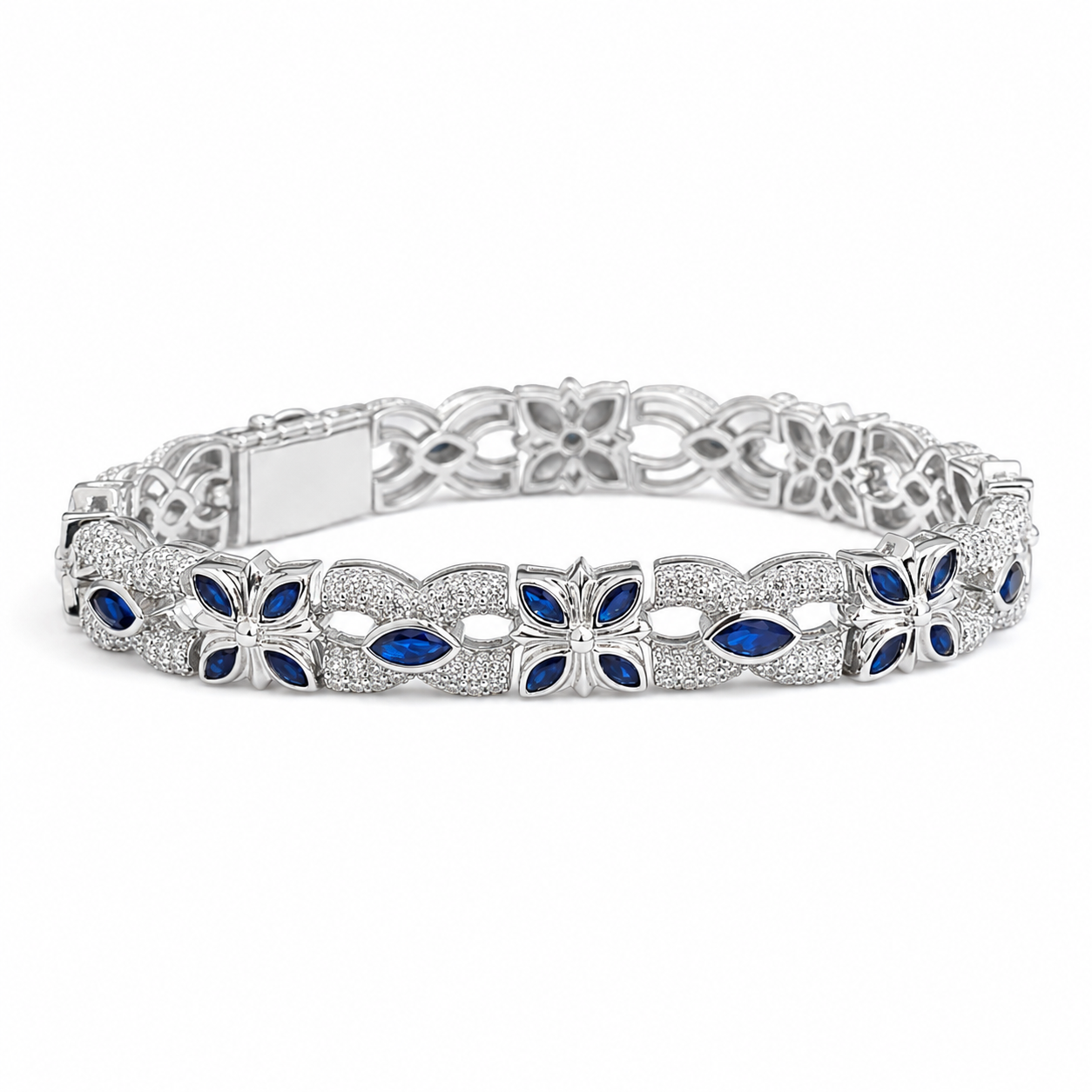 925 Silve Moissanite Colored Bracelet. - view 1 on white background