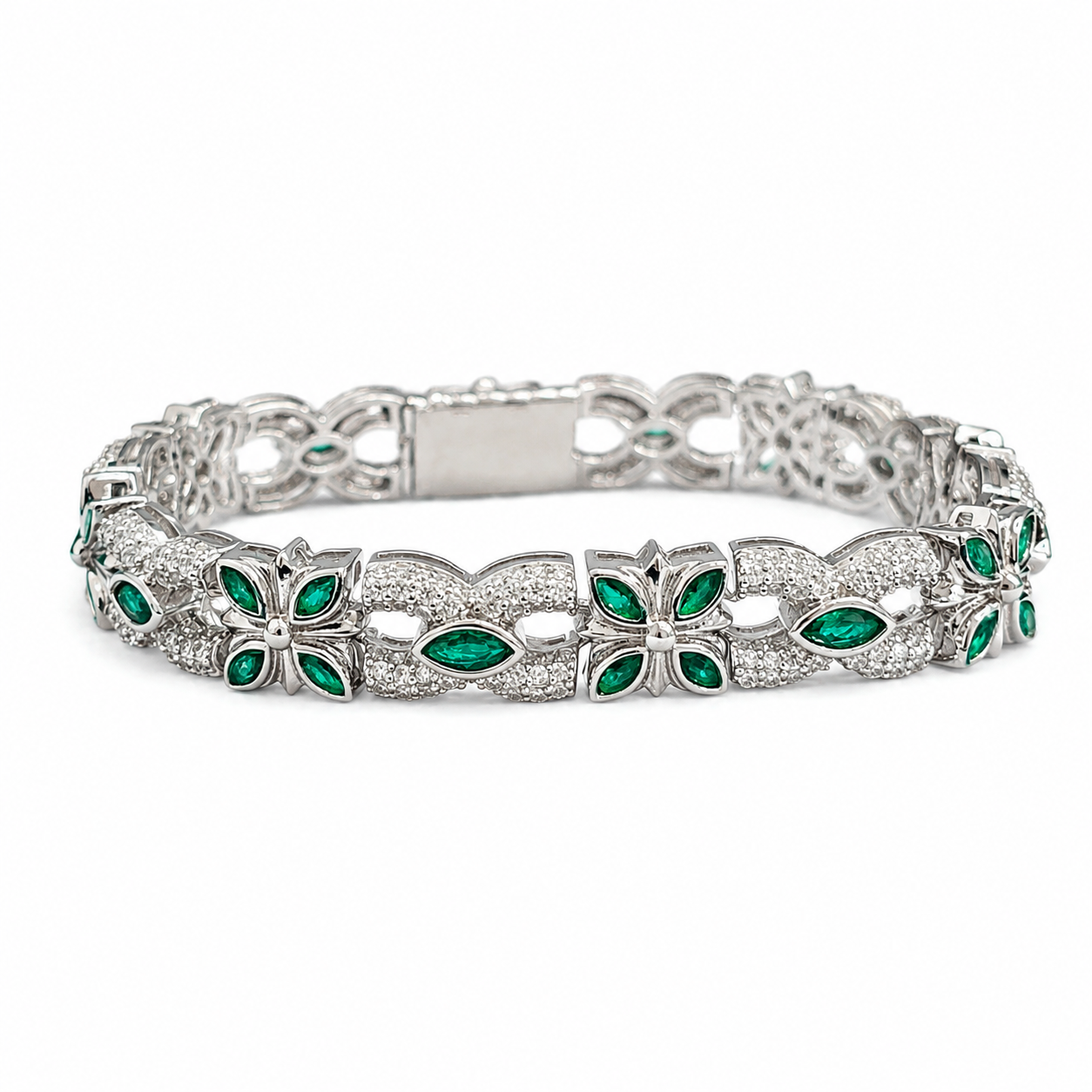 925 Silve Moissanite Colored Bracelet. - view 1 on white background