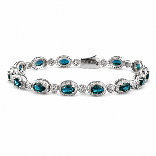 925 Silver Moissanite Colored Bracelet. - view 1 on white background