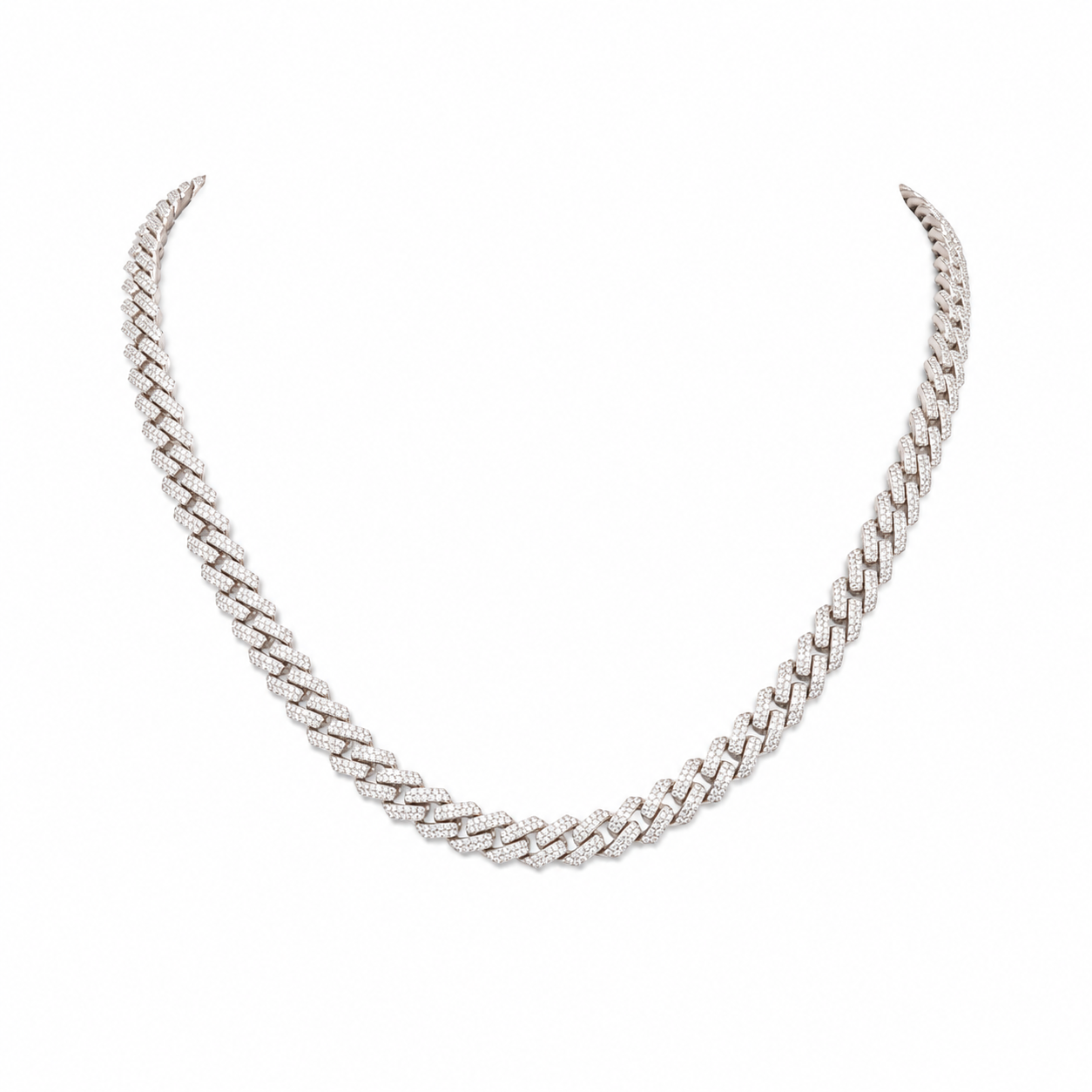 925 Sterling Silver Moissanite Cuban Link Chain - view 1 on white background