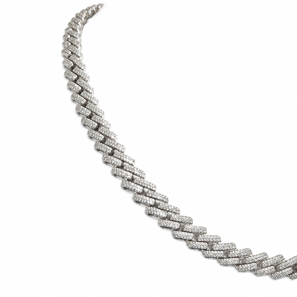 925 Sterling Silver Moissanite Cuban Link Chain - view 2 on white background