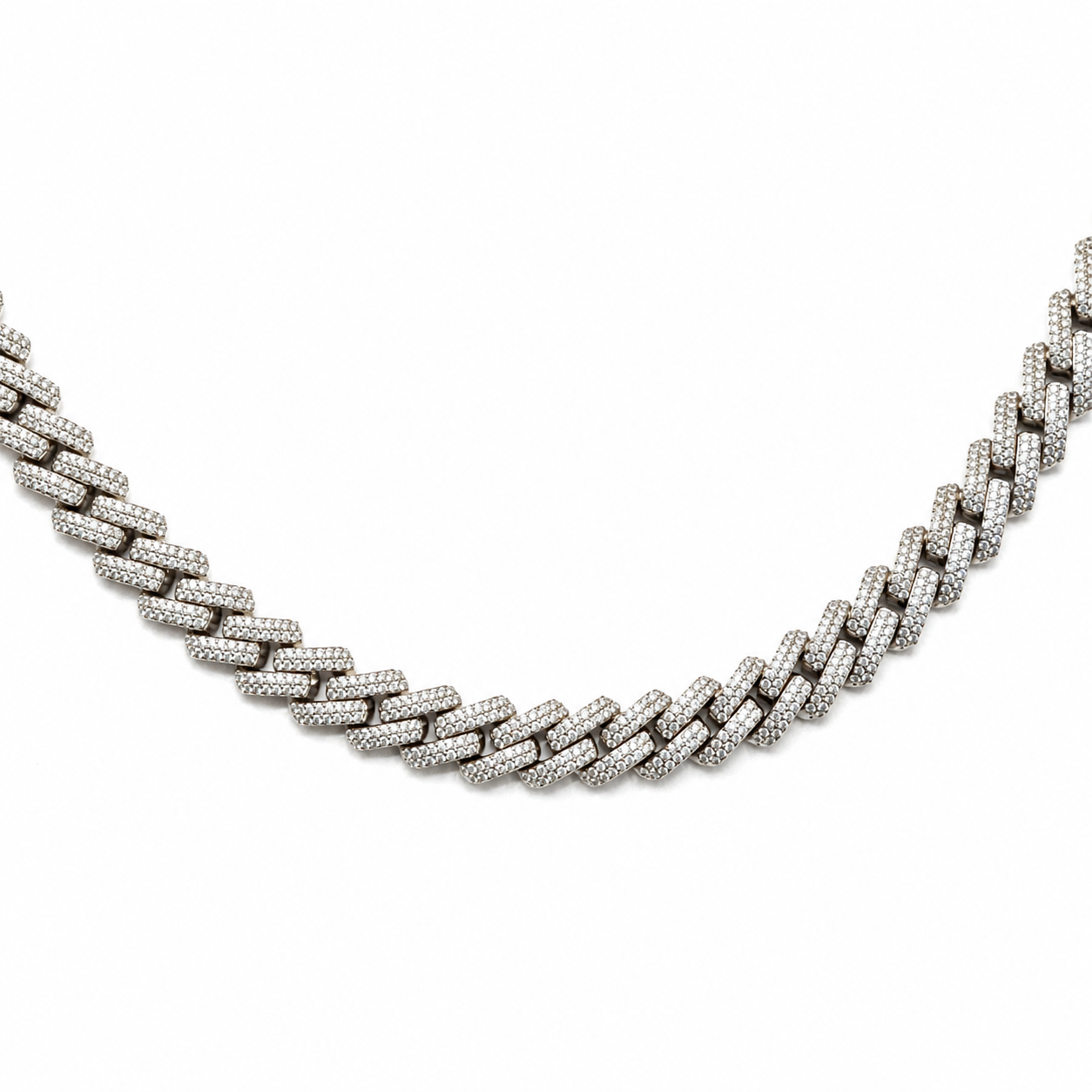925 Sterling Silver Moissanite Cuban Link Chain - view 3 on white background