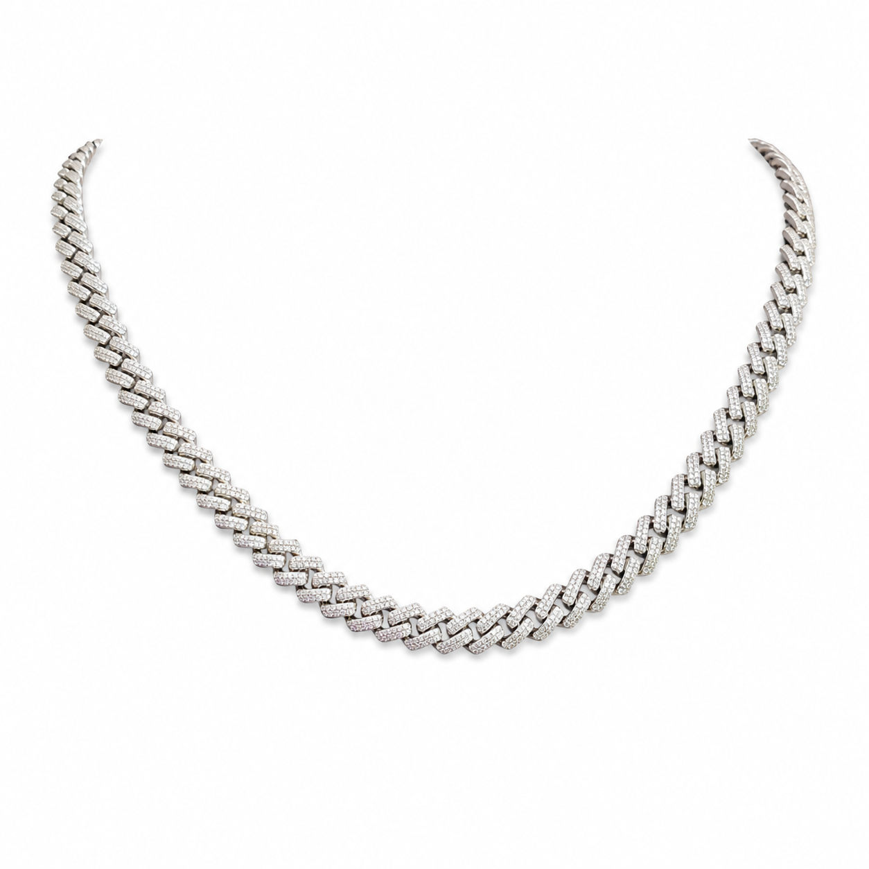 925 Sterling Silver Moissanite Cuban Link Chain - view 4 on white background