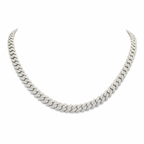 925 Sterling Silver Moissanite Cuban Link Chain - 8mm-14mm - view 2 on white background