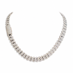 925 Sterling Silver Moissanite Cuban Link Chain - 8mm-14mm - view 6 on white background