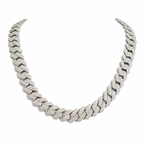 925 Sterling Silver Moissanite Cuban Link Chain - 8mm-14mm - view 7 on white background