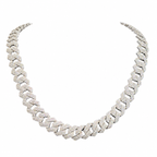 925 Sterling Silver Moissanite Cuban Link Chain - 8mm-14mm - view 8 on white background