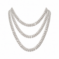 925 Sterling Silver Moissanite Curb Cuban Chain - 10mm - view 1 on white background