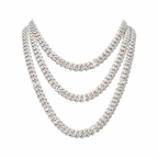 925 Sterling Silver Moissanite Curb Cuban Chain - 10mm - view 1 on white background