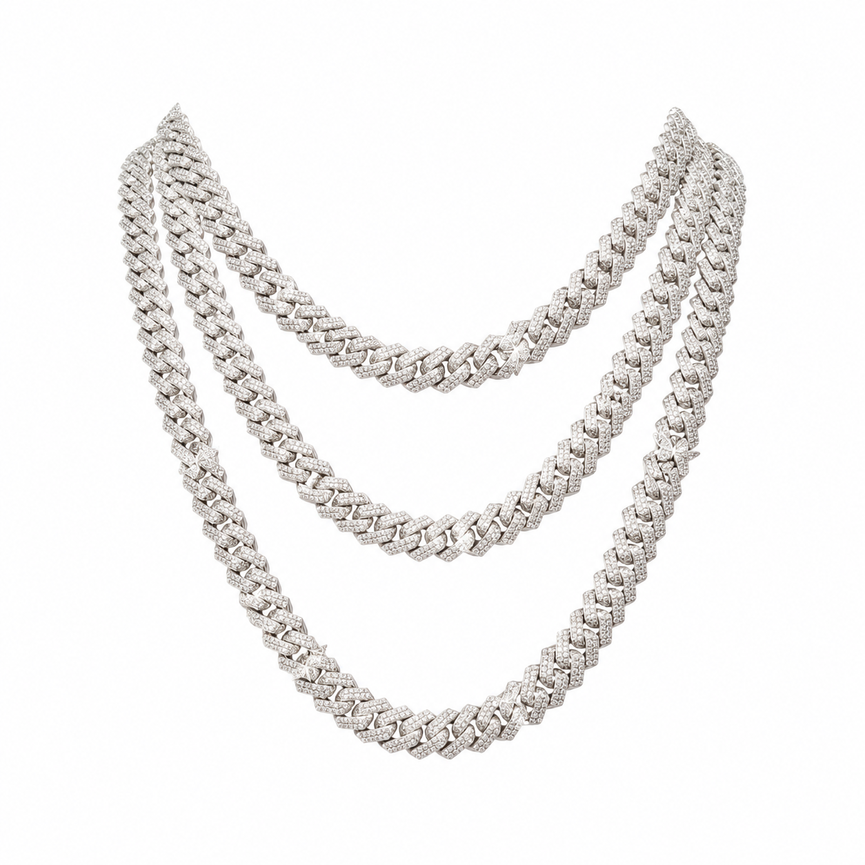 925 Sterling Silver Moissanite Curb Cuban Chain - 10mm - view 1 on white background